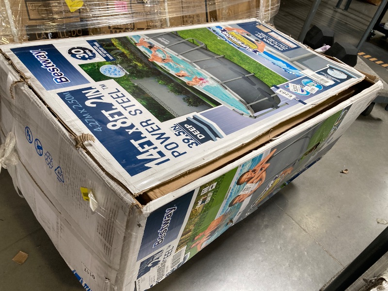 Photo 1 of Bestway Power Steel 14' x 8'2" x 39.5" Oval Above Ground Pool Set | Includes 530gal Filter Pump, Ladder, ChemConnect Dispener