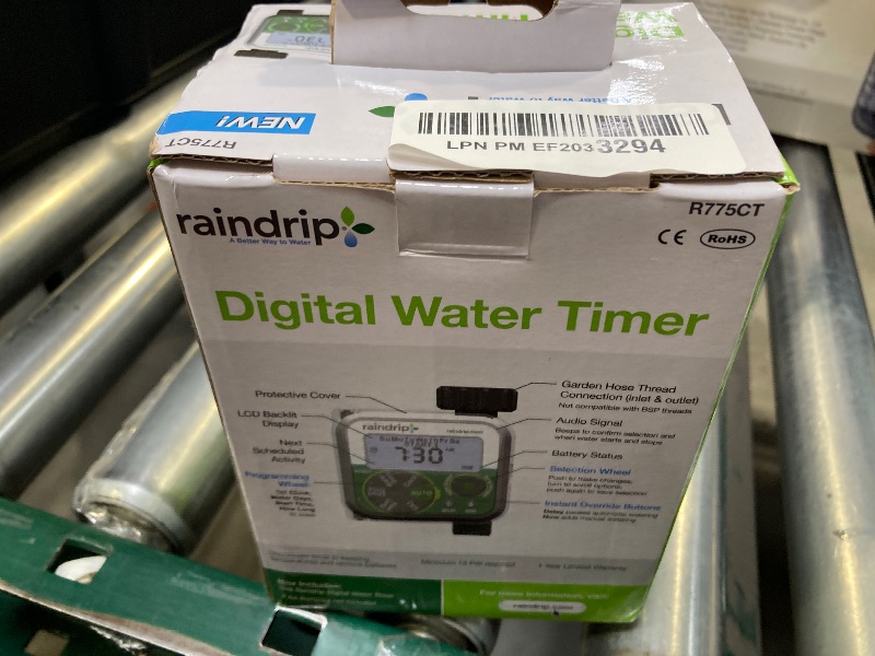 Photo 1 of Raindrip Digital Hose-End Automatic Water Timer, Connects to Garden Faucets and Hose Bibbs, with Back-Lit LCD Screen for Drip Irrigation, Garden, Self-Watering, Grey