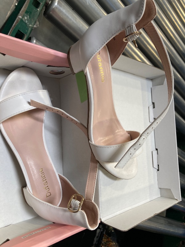 Photo 1 of Dufannie White Heels for Girls Open Toe Ankle Strap Chunky Heel Kids Sandals Girls Dress Shoes Party Wedding First Communion Church Christmas Buckle Little Girl Sandals(3603White 3)