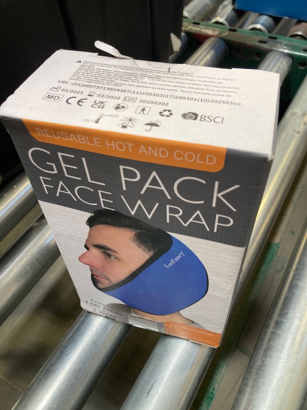 Photo 1 of LotFancy Face Ice Pack Wrap for TMJ, Wisdom Teeth, with 4 Reusable Hot Cold Therapy Gel Packs, Pain Relief for Head, Oral and Facial Surgery, Dental Implants, Blue