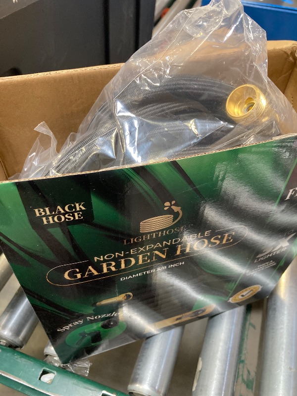 Photo 1 of LightHose Garden Hose, NON-EXPANDABLE Garden Hose, Super Light Weight Hose, No Burst, 3/4 inch Solid Brass Connectors, 50 Ft, Black