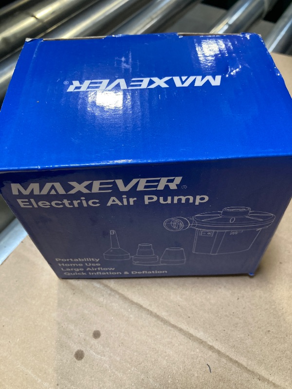 Photo 1 of MAXEVER Quick-Fill Electric Air Pump with 3 Nozzles, AC 110V-120V Portable Inflator Deflator for Inflatables Pool Float Toys Air Mattress Bed Couch Swim Ring Tube Raft, Black