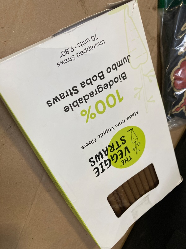 Photo 1 of The Veggie Straws – 70 PCS of 9.80 Inches Unwrapped Biodegradable Jumbo Boba Straws – Made of Vegetable Fibers, Best Environment Friendly Drinking Straws for Hot and Cold Beverages