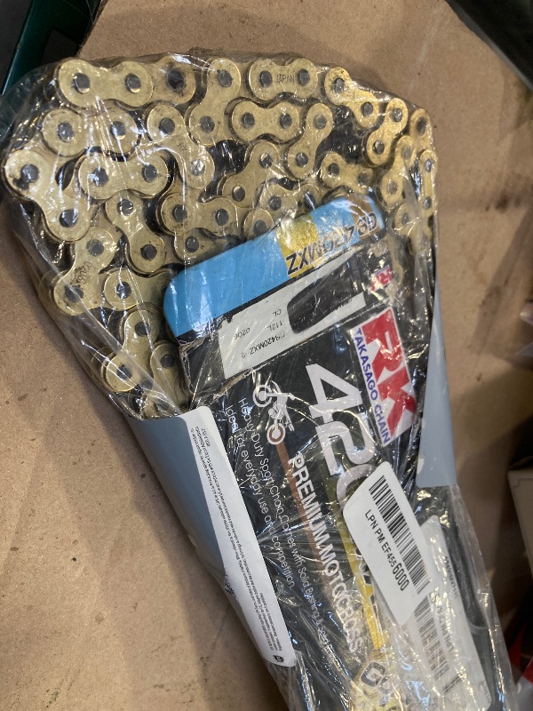 Photo 1 of RK Racing Chain GB420MXZ-112 (420 Series) Gold 112 Link Heavy Duty MX/SX Racing Non O-Ring Chain with Connecting Link
