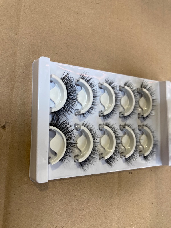 Photo 1 of Self Adhesive Eyelashes Short 8-14mm Natural Self Adhesive Lashes No Glue Needed Invisible Band Reusable Press On Lashes without Eyeliner Cat Eye Pre Glued Mink Lashes 5 Pairs False Lashes by YDAGKH