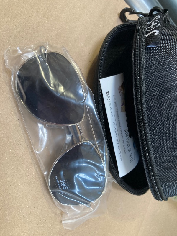 Photo 1 of J+S Premium Military Style Classic Aviator Sunglasses, Polarized, 100% UV protection for Men Women (Medium Frame - Silver Frame/Black Lens)