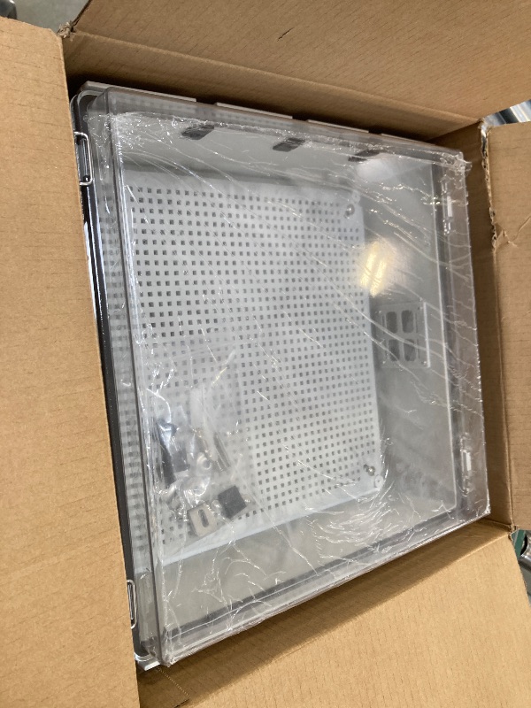 Photo 1 of Animacyn ABS Electrical Junction Box, Ventilated Design, Cable Grommets, IP65 Waterproof Enclosure, Indoor/Outdoor Use with Mounting Panel.. (Clear Cover, 13"x13"x5.1")




























