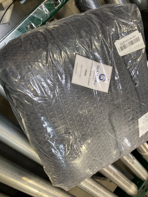 Photo 1 of Glamburg 100% Cotton Thermal Bed Blanket, Twin Size, Soft Waffle, All Season, Charcoal