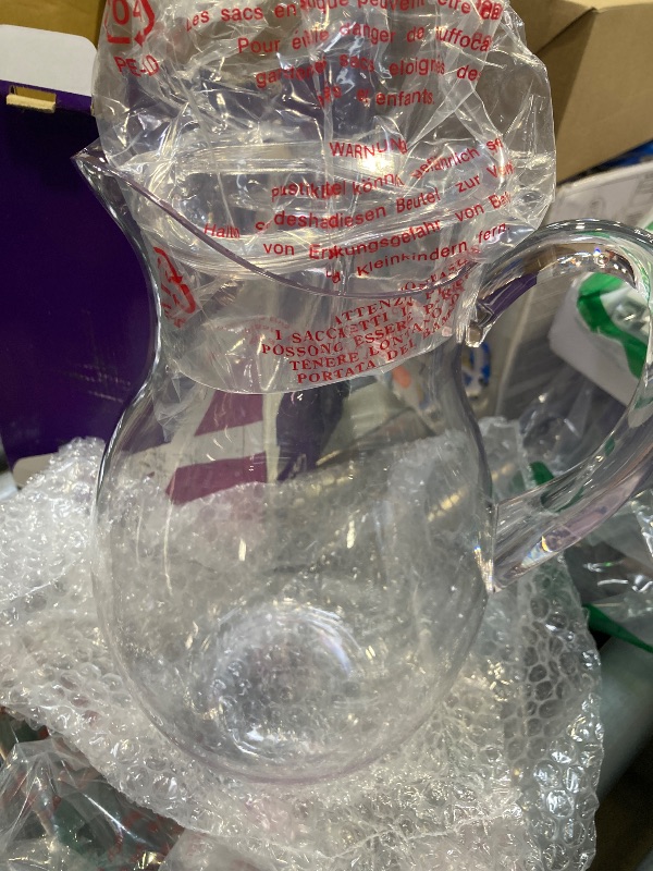 Photo 1 of Amazing Abby - Bubbly Grand - Plastic Pitcher (96 oz, 3 Quart), Clear Water Pitcher with Lid, Fridge Jug, BPA-Free, Shatter-Proof, Great for Iced Tea, Sangria, Lemonade, Juice, Milk, and More