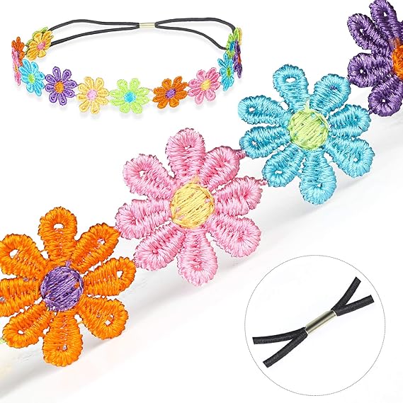 Photo 1 of Beelittle Hippie Costume Set - 60's Style Retro Vintage Sunflower Crown Hair Band 60s Hippie  Accessory 