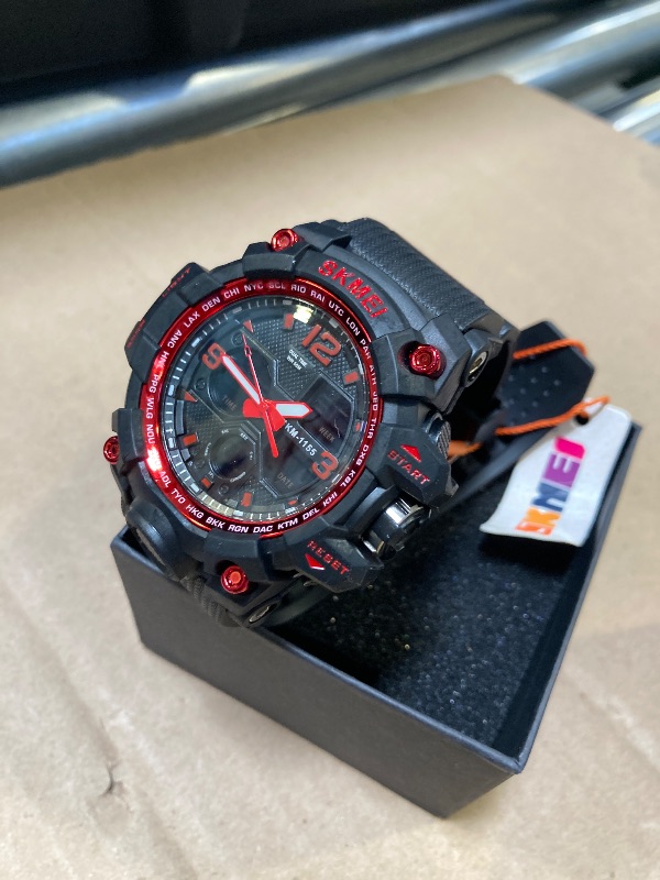 Photo 1 of LYMFHCH Men's Analog Sports Watch, LED Military Digital Watch Electronic Stopwatch Large Dual Dial Time Outdoor Army Wrist Watch Tactical