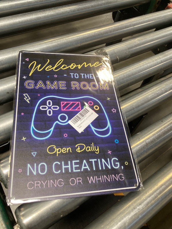 Photo 1 of Welcome to the Game Room Sign - Cool Gaming Decor Gifts for Boys and Teens | Perfect Game Room Accessories and Decor, 12 x 8 Inch (268)