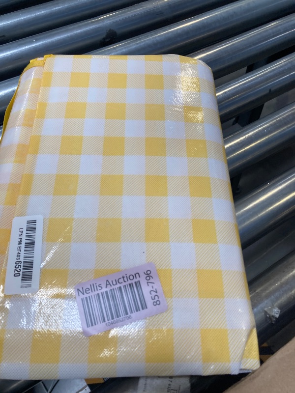 Photo 1 of UDEAR Foldable Picnic Blanket,80"x80" Waterproof, Sandproof, Portable with Tote Bag for Beach, Park, Camping, and Travel,Yellow Plaid