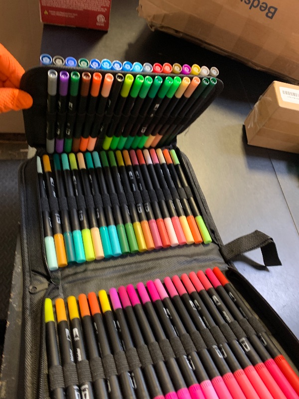 Photo 1 of ?72 Colors?Adult Coloring Book Markers No Bleed – Dual Felt Tip (Fine & Brush) Art Markers for Teens/Kids – Gel Acrylic Paint Pens Set for Sketching, Drawing, Rock Painting, Journaling, Non Bleeding.