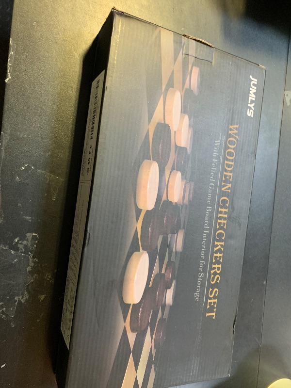 Photo 1 of 2 in 1 Magnetic Chess Set & Checkers Board Game, 15" Wooden Folding Chess Board with 2 Extra Queens, Portable Travel Chess Set with Pieces Storage Slots, Beginner Chess Board Game for Adults & Kids