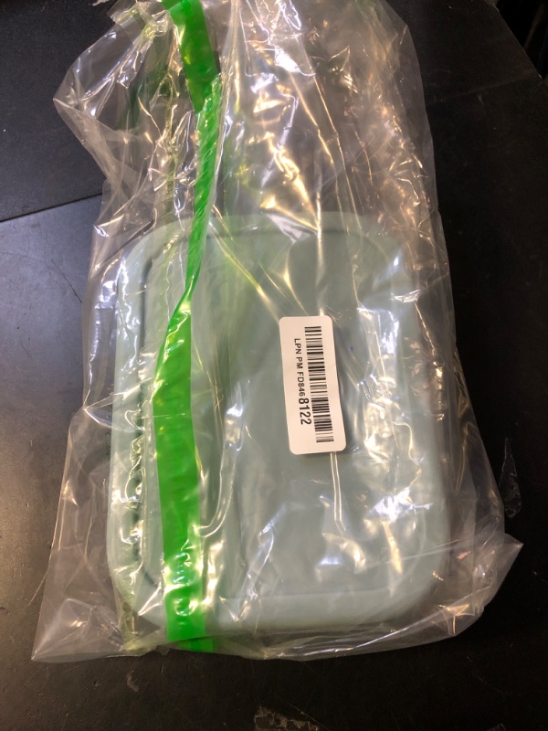 Photo 1 of 100% Silicone Bento Box Adult with 3 Compartments, 48oz, Reusable Divided Lunch Box Meal Prep Containers for Entree and Side Food Snack Storage, BPA-Free Plastic-Free, Microwave Dishwasher safe, Green