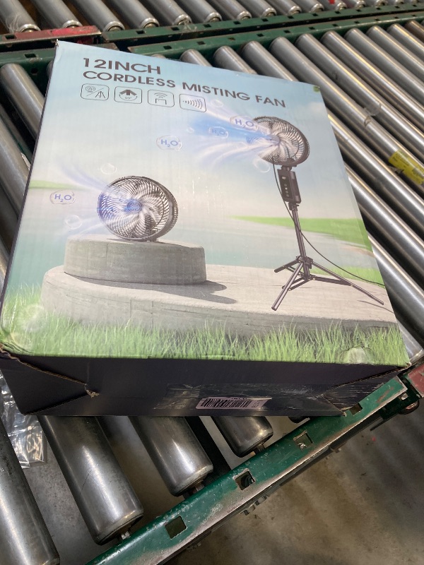 Photo 1 of Misting Fan Portable, 20000mAh 12-Inch Outdoor Misting Fan for Patios Outside, 2 In 1 Pedestal & Tabletop Oscillating Fans with Misting Kit, Rechargeable Cooling Fans with Remote/Mist/7 Gear/Timer