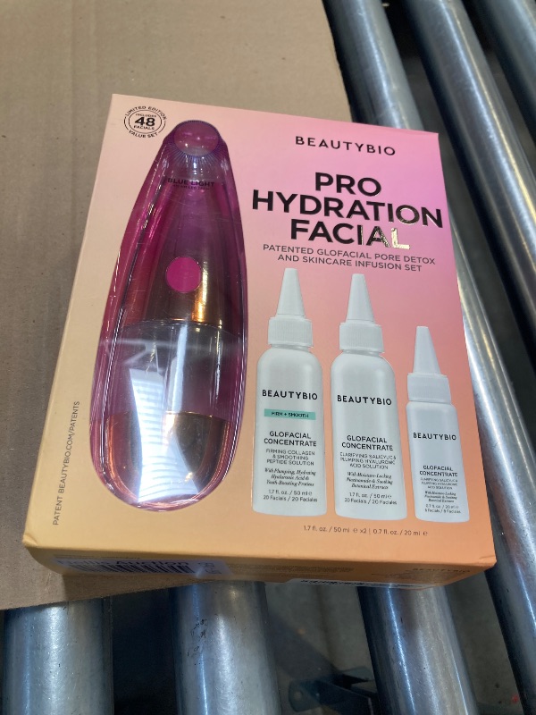 Photo 1 of USED--BeautyBio GLOfacial Hydro-Infusion Deep Pore Cleansing + Blue LED Clarifying Tool & Concentrates