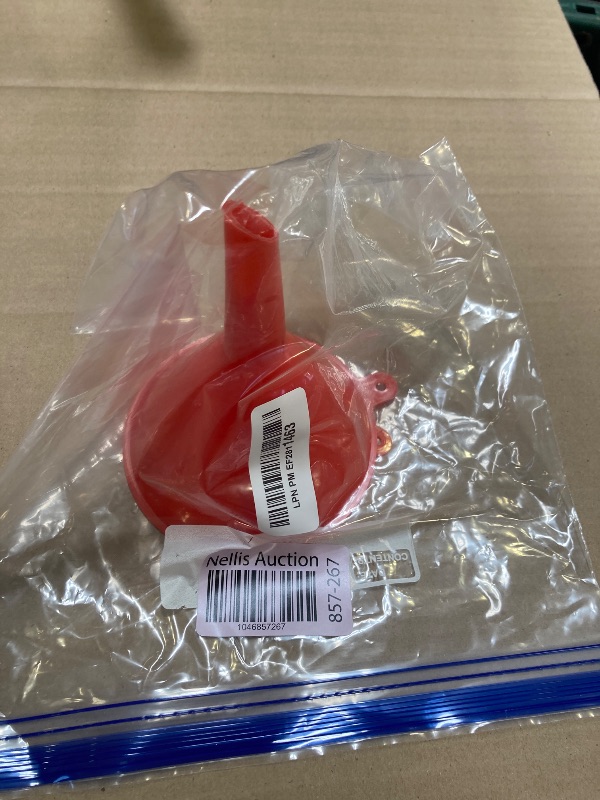 Photo 1 of KongNai 4 Pieces Plastic Funnel Set for Kitchen and Automotive Use, Mini, Small, Medium and Large Funnel for Filling Bottles, Canning, Cooking, Lab or Car Oil Funnels (Red)
