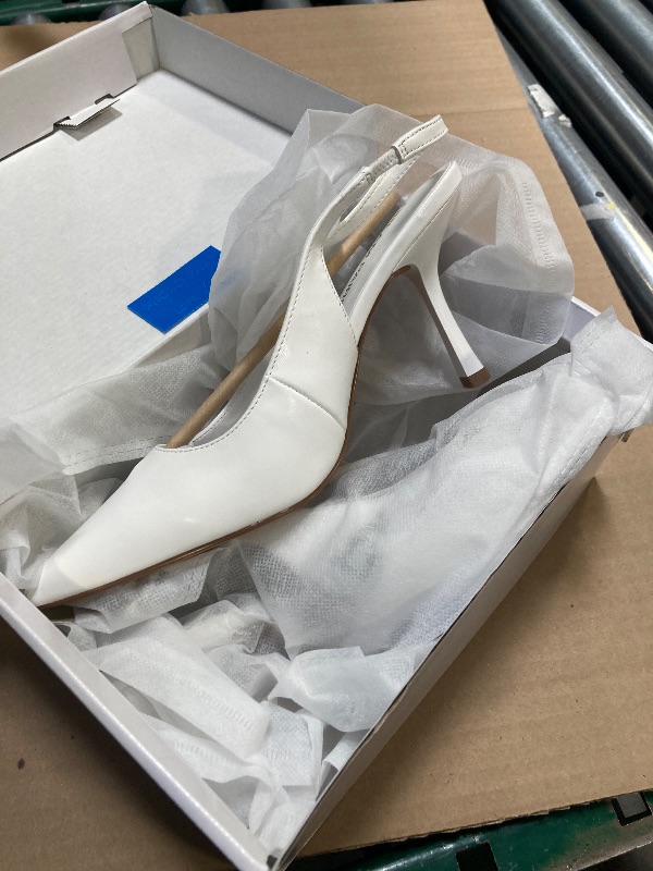 Photo 1 of DREAM PAIRS Women's Heels Slingback Stiletto Pumps Shoes Pointed Closed Toe Kitten Heels Dress Bridal Elegant Wedding Sexy Party,Size 8,White-Pu,DWUMPU2510