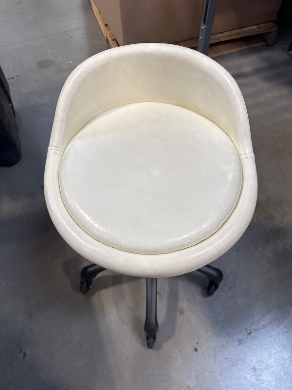 Photo 1 of Rolling Salon Stool Chair with Back Support Hydaulic Height Adjustable on Swivel Wheels Heavy Duty for Hair Cutting Esthetician Tatto Beauty Spa Bar Lab Clinic Kitchen Office Home (White)
