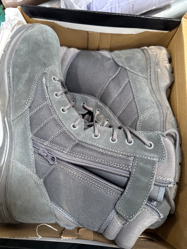 Photo 1 of NORTIV 8 Men's Military Tactical Work Boots Side Zipper Leather Motorcycle Combat Boots (6-8 Inches), Size 13 DARK GREY-SUEDE TROOPER-W