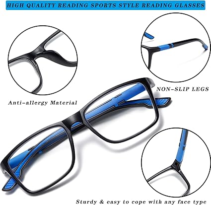 Photo 1 of (1) COUNT- Visengk Reading Glasses Blue Light Blocking for Women Men Anti Glare Filter Lightweight Sports Style Eyeglasses  2.0