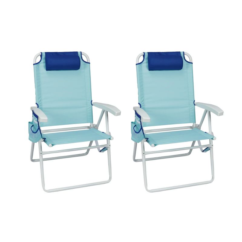 Photo 1 of Mainstay Reclining 4-Position Oversize 2-Pack Beach Chair Teal
