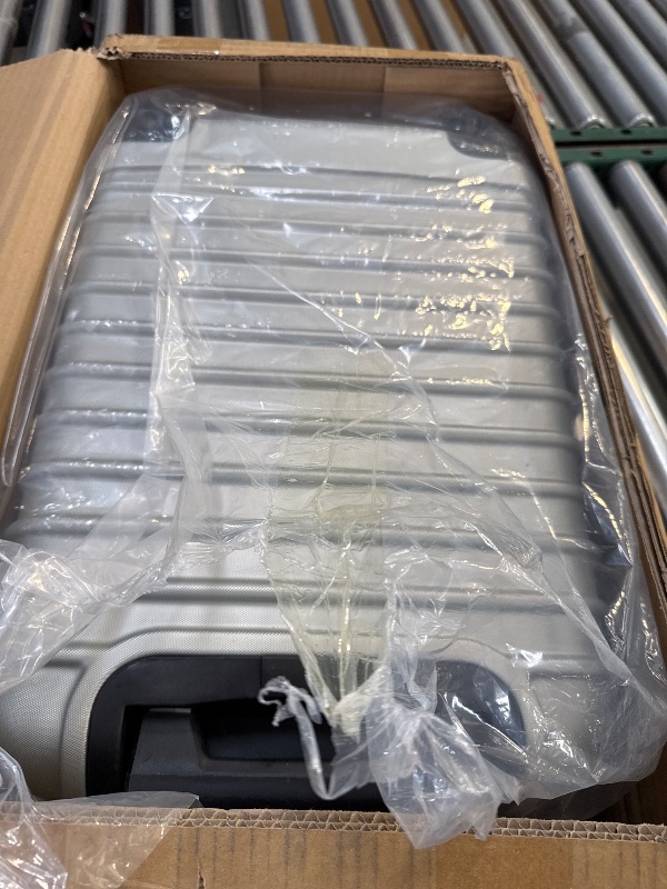 Photo 1 of Horizontal Stripe Luggage Travel Sliding Wheels 20" Silver
