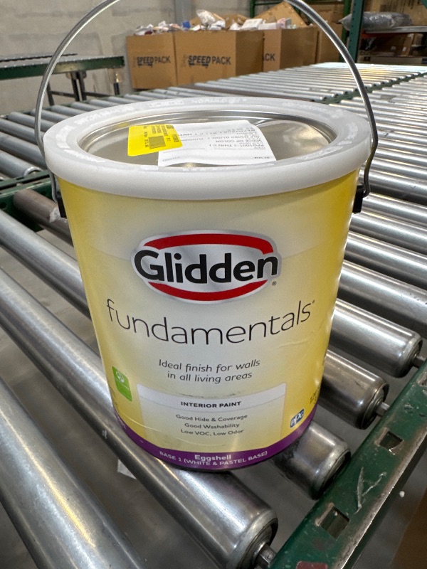 Photo 1 of Glidden Fundamentals Interior Paint Eggshell White Pastel Base Gallon GLFIN50B1/01 786007
