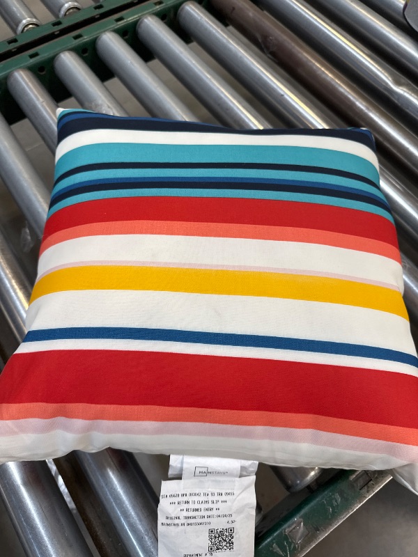 Photo 1 of Mainstays Bright Stripes Reversible Outdoor Throw Pillow 16 Inch Multicolour Stripes
