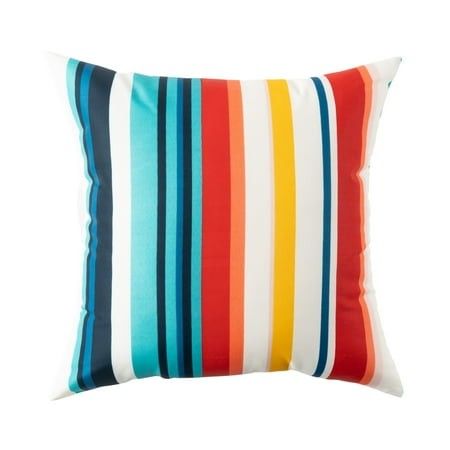 Photo 1 of Mainstays Bright Stripes Reversible Outdoor Throw Pillow 16 Inch Multicolour Stripes
