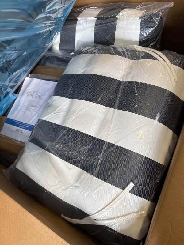 Photo 1 of Better Homes & Gardens Aubrey 3-Piece Outdoor Steel Stationary Chat Set Stripe Color Cushion
