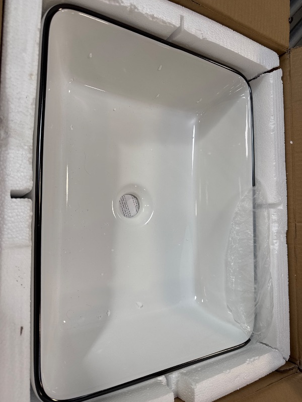 Photo 1 of DeerValley Bathroom Vessel Sink Retangular Vanity Sink Ceramic in White

