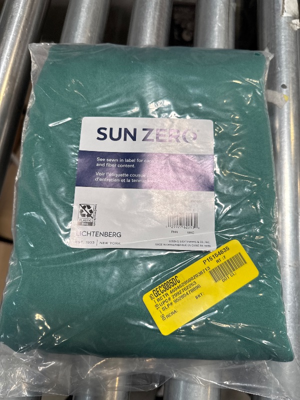 Photo 1 of Sun Zero Rianna Theater Grade Extreme 100% Total Blackout Rod Pocket Curtain Panel, Malachite Green, 40" W x 63" L (1 Panel)