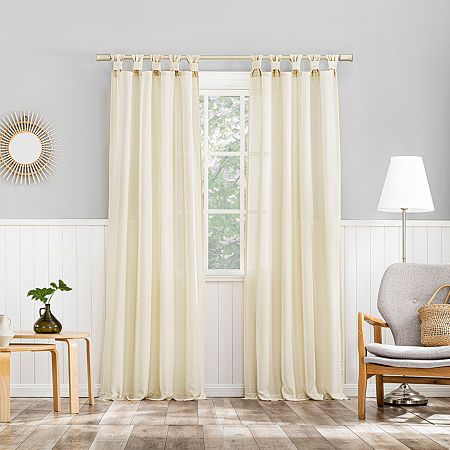 Photo 1 of 40"x84" No. 918 Light Filtering Semi-Sheer Hathaway Twist Tab Top Curtain Panel Ivory: Transitional Indoor Decor
