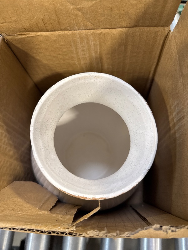 Photo 1 of The Novogratz Ceramic Handmade Decorative Vase Centerpiece Vase with Terracotta Accents, Flower Vase for Home Decoration 7" x 7" x 10", Brown