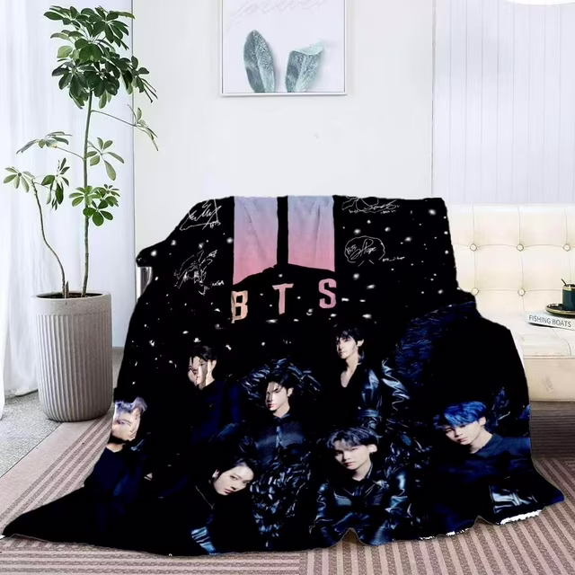 Photo 1 of Kpop Bangtan Blanket Boys Soft Blanket, Ultra Cozy Plush, Warm, Lightweight, Hypoallergenic Throw Blanket for Gifts | Kpop Merchandise, Anti-Pilling Flannel, Fuzzy for Sofa, Bed, Couch | 50x60in