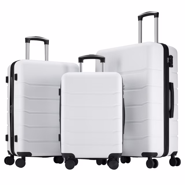 Photo 1 of 3-Piece Luggage Sets, Hardside Luggage Expandable and TSA Lock, Hard Shell Lightweight Roller Suitcase, White