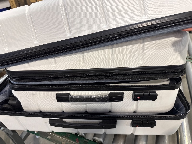 Photo 1 of  3-Piece Luggage Sets, Hardside Luggage Expandable and TSA Lock, Hard Shell Lightweight Roller Suitcase, White