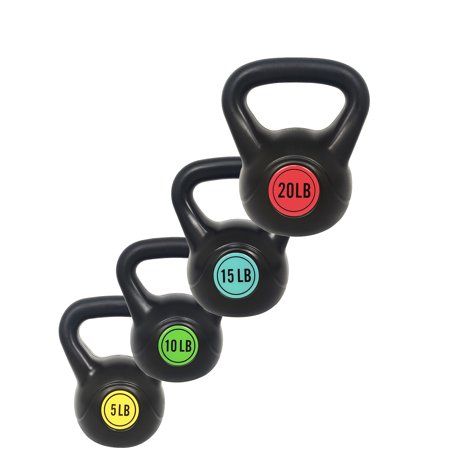 Photo 1 of BalanceFrom Wide Grip Kettlebell Exercise Fitness Weight Set 4-Pieces: 5lb 10lb 15lb and 20lb Kettlebells