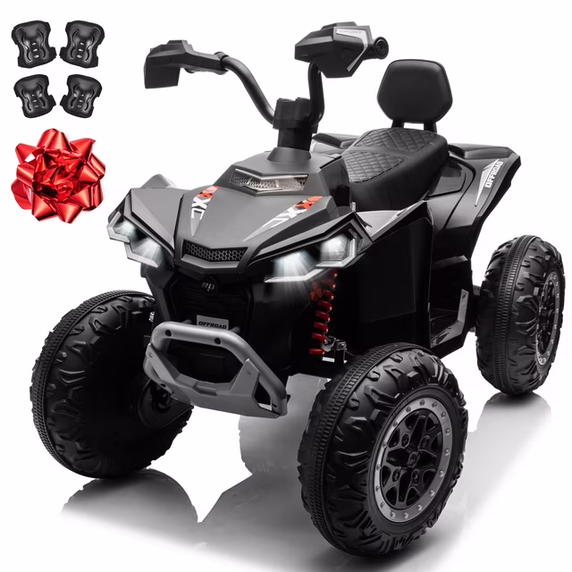 Photo 1 of 24V 2 Seater 4WD Ride on Toys ATV for Kids 4*200W 4-Wheeler Quad w/ MP3 LED Lights Music, Black