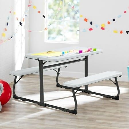 Photo 1 of Your Zone Folding Kid S Picnic Activity Table for Ages 3-8 White
