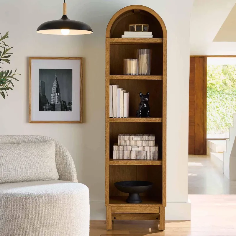 Photo 1 of Better Homes & Gardens Juliet Narrow Arch Bookcase & Shelving Light Honey Finish
