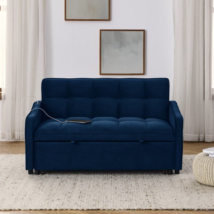 Photo 1 of Blue Velvet Sofa Bed