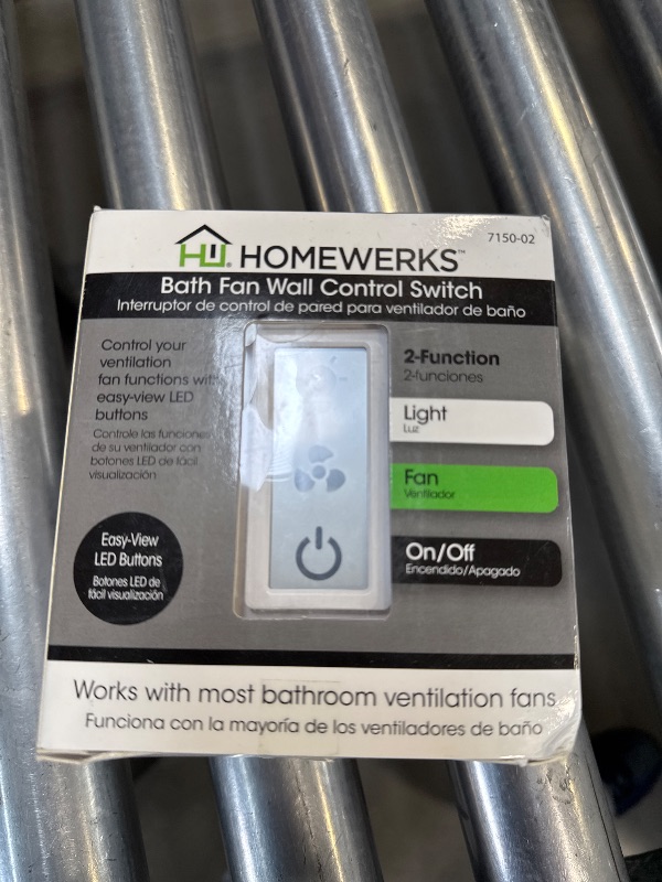 Photo 1 of Homewerks 7150-02 LED 2-Way Panel Bathroom Light Switch for Ventilation Fans