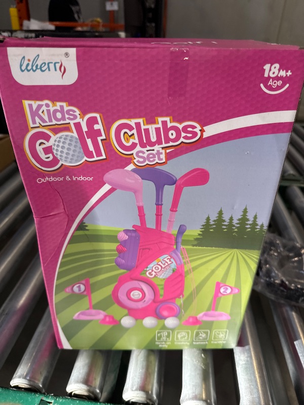Photo 1 of Liberry Toddler Golf Set for 1 2 3 4 Years Old, Upgraded Kids Golf Cart with Unique Shoulder Strap Design, Indoor and Outdoor Golf Toys for Boys Girls (Pink)