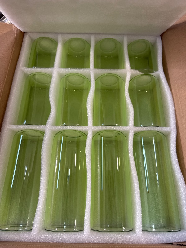 Photo 1 of 12pcs  Vases Set, Glass Flower Vase for Centerpieces, Small Vases for Flowers, Decor Centerpiece for Bathroom, Decorative Vases for House Warming(Green)