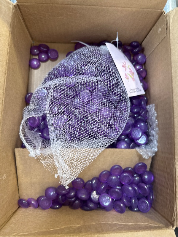 Photo 1 of HappyFiller 5 LB Purple Glass Gems Flat Marbles Beads for Vase Fillers,Floral Display,Candle Holder Decorative Pebbles,Crafts,Wedding Centerpieces Party Decoration,Spring Summer Decor