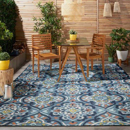 Photo 1 of Better Homes & Gardens 7 X10 Turquoise Medallion Outdoor Rug
